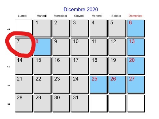 Chiusura 7 dicembre