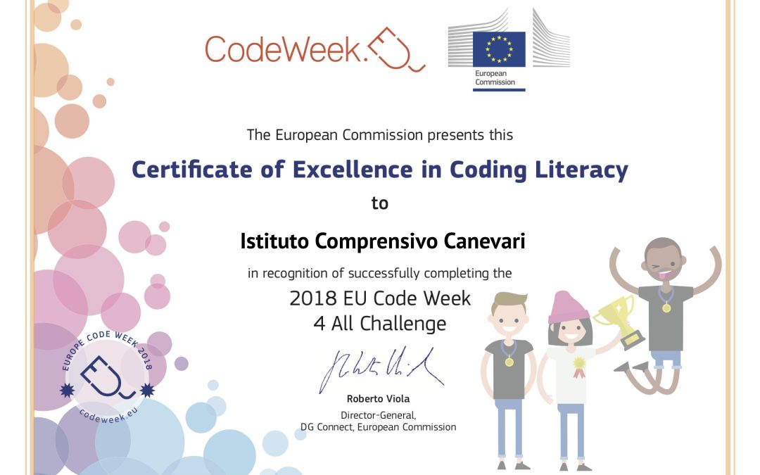 Certificato di eccellenza per le attività di coding