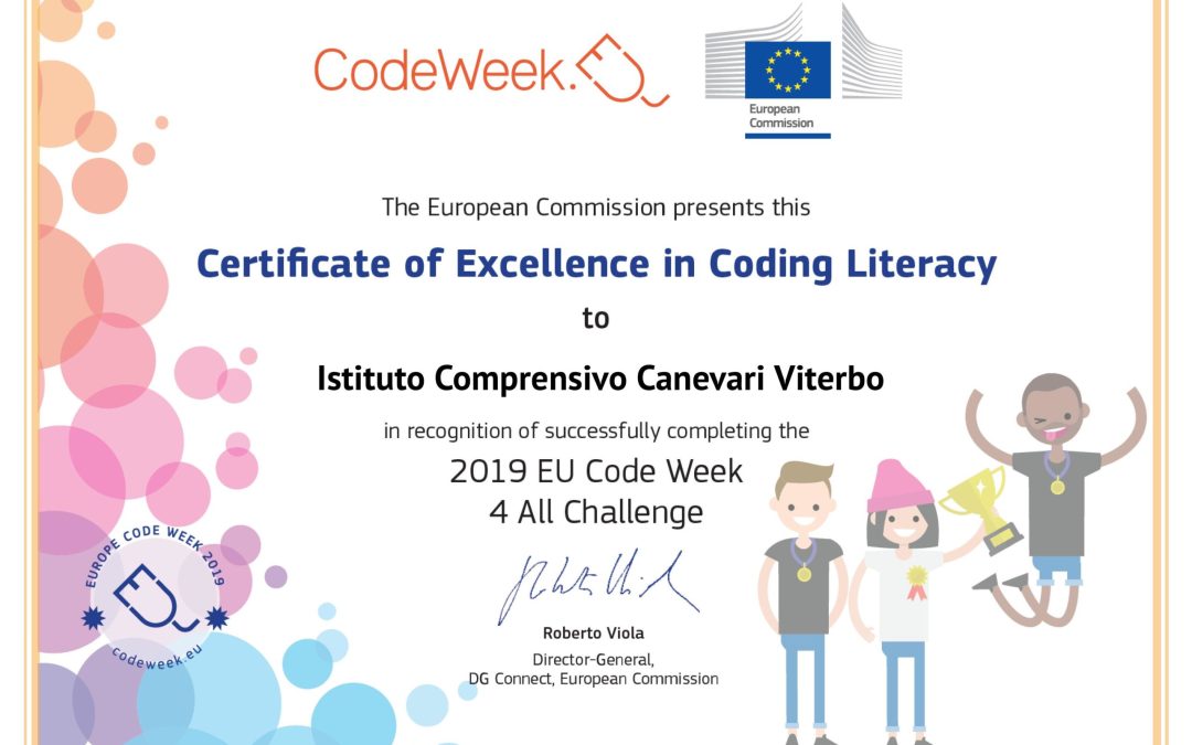 Certificato di eccellenza per la Codeweek 2019